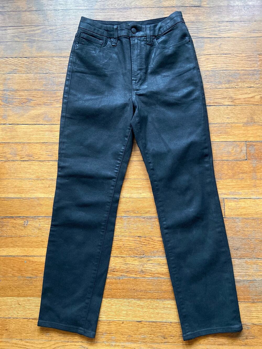 GOOD AMERICAN Black Coated Straight Jeans sz 6/29 (NWOT)